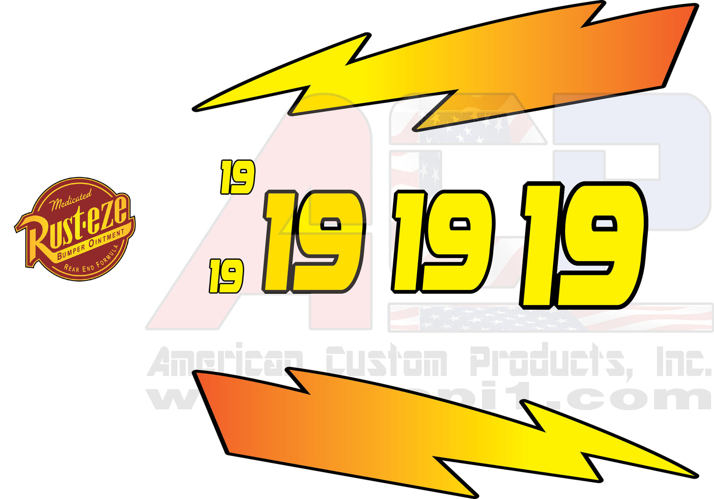 Custom Lightening McQueen Style Color Race Package Set To Simulate The LM Graphics