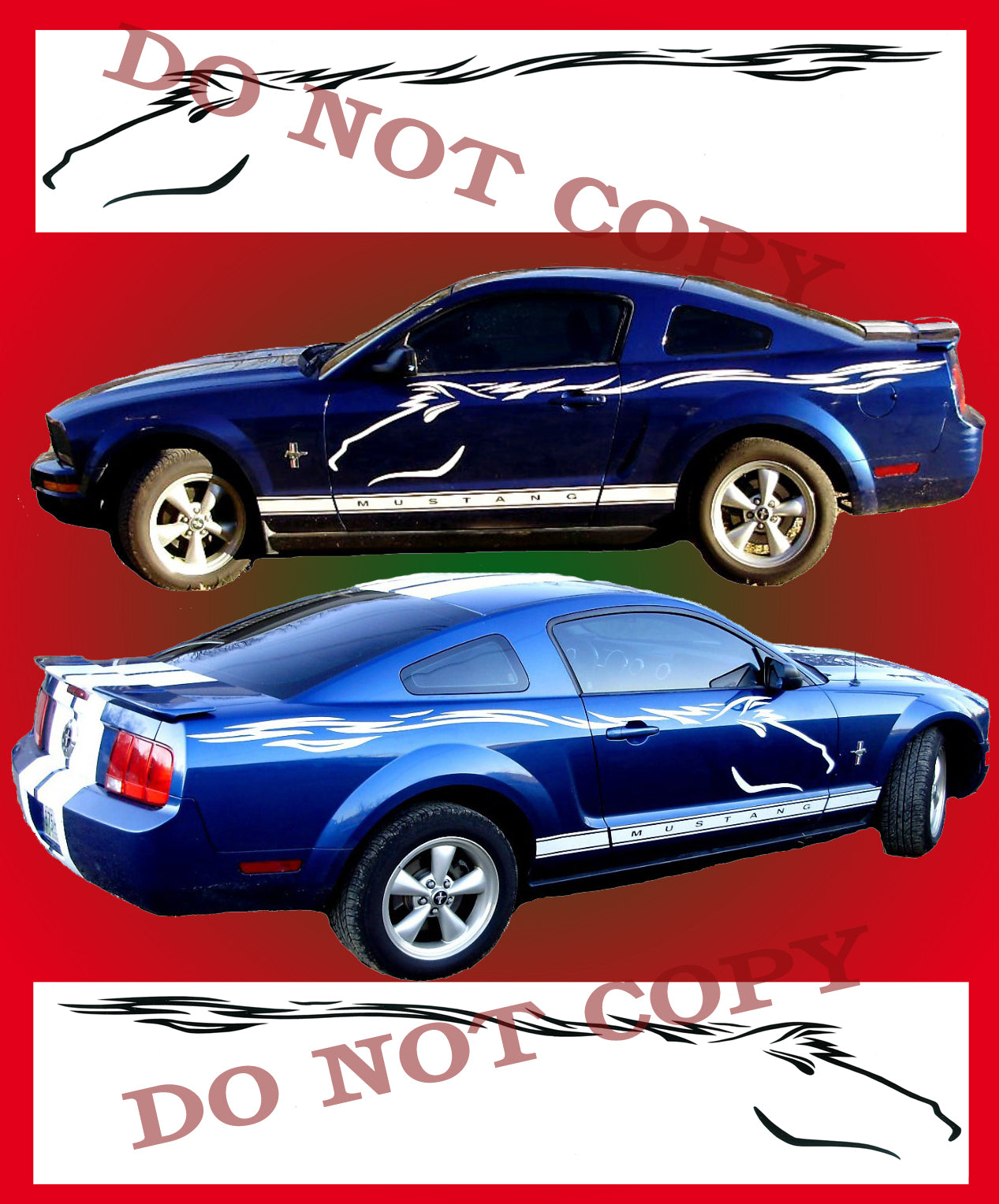 Tribal Mustang Side Graphics SET Decal Ford Dodge Chevy Stickers Stripes